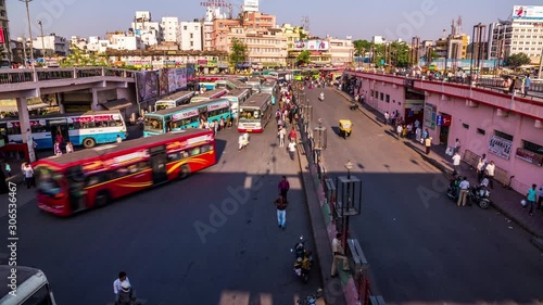 High angle view on Majestic Kempegowda Bus Terminal time lapse