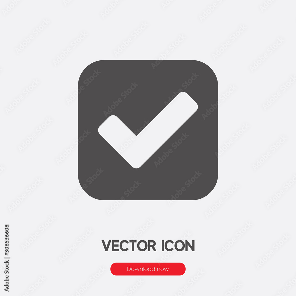 Checkmark icon vector. Linear style sign for mobile concept and web design. Check symbol illustration. Pixel vector graphics - Vector. Checkmark icon vector. Linear style sign for mobile concept and web design. Check symbol illustration. Pixel vector graphics - Vector.