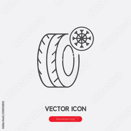 Winter tire icon vector. Linear style sign for mobile concept and web design. Winter tire symbol illustration. Pixel vector graphics - Vector.	
