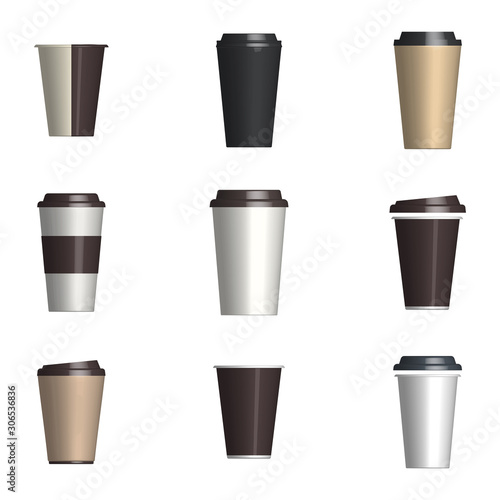 Wallpaper Mural Set of glossy coffee cups, vector illustration. Torontodigital.ca