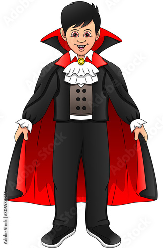 little boy wearing dracula costume 