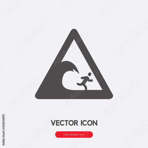 Tsunami icon vector. Linear style sign for mobile concept and web design. Tsunami  symbol illustration. Pixel vector graphics - Vector.