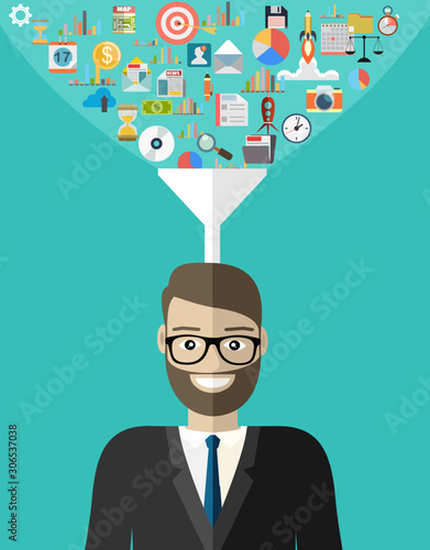 Flat design concepts big data filter