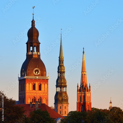 Latvian church towers in Riga