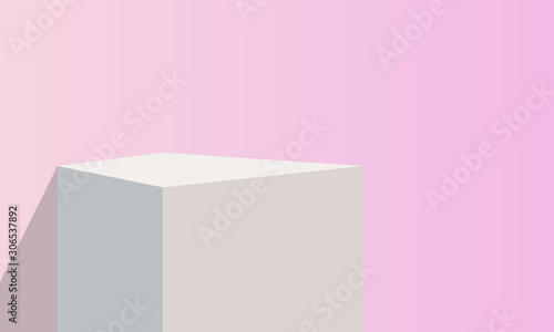 pink, square scene, podium and shadow in 3d illustration