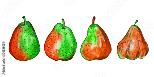 Set of pears isolated on a white background.