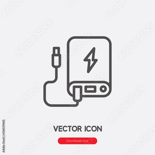 Power bank icon vector. Linear style sign for mobile concept and web design. Power bank symbol illustration. Pixel vector graphics - Vector.	