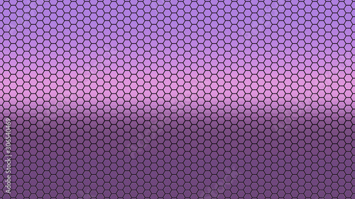 Abstract hexagonal background pattern; metallic purple gradient honeycomb grid 3d rendering, 3d illustration