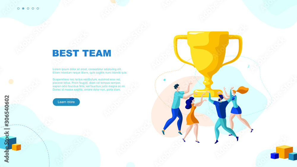 Trendy flat illustration. Best team page concept. Goal achievement. Golden cup. Successful teamwork  metaphor. Template for your design works. Vector graphics.