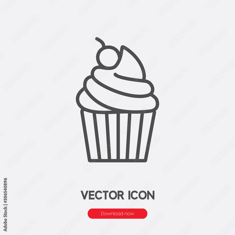 Muffin cupcake icon vector. Linear style sign for mobile concept and web design. Muffin cupcake symbol illustration. Pixel vector graphics - Vector.	