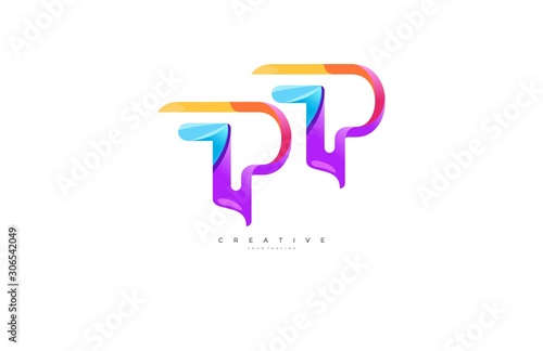 Creative Colorful Letter PP Logo Design