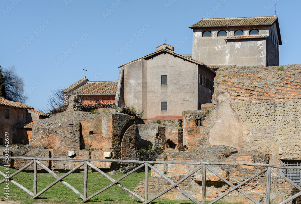 Obraz premium The Catholic Church on the Palatine. The monastery was founded by Blessed Bonaventure of Barcelona from the Order of the Franciscans with the help of Cardinal Carlo Barberini.
