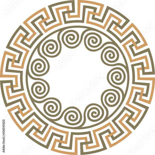 Tablou pe pânză Vector traditional vintage round Greek ornament Meander