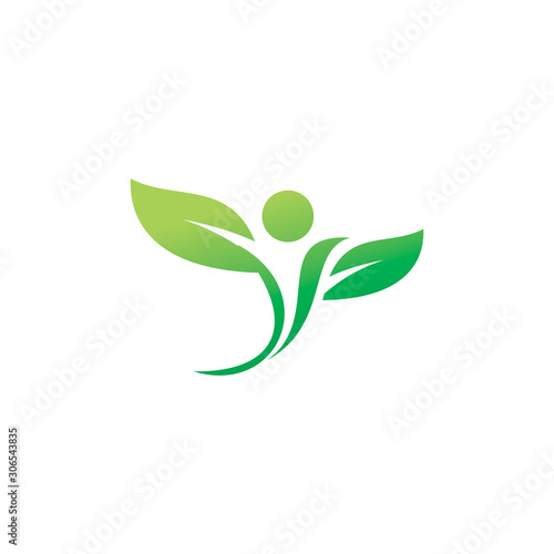 people leaf nature logo design