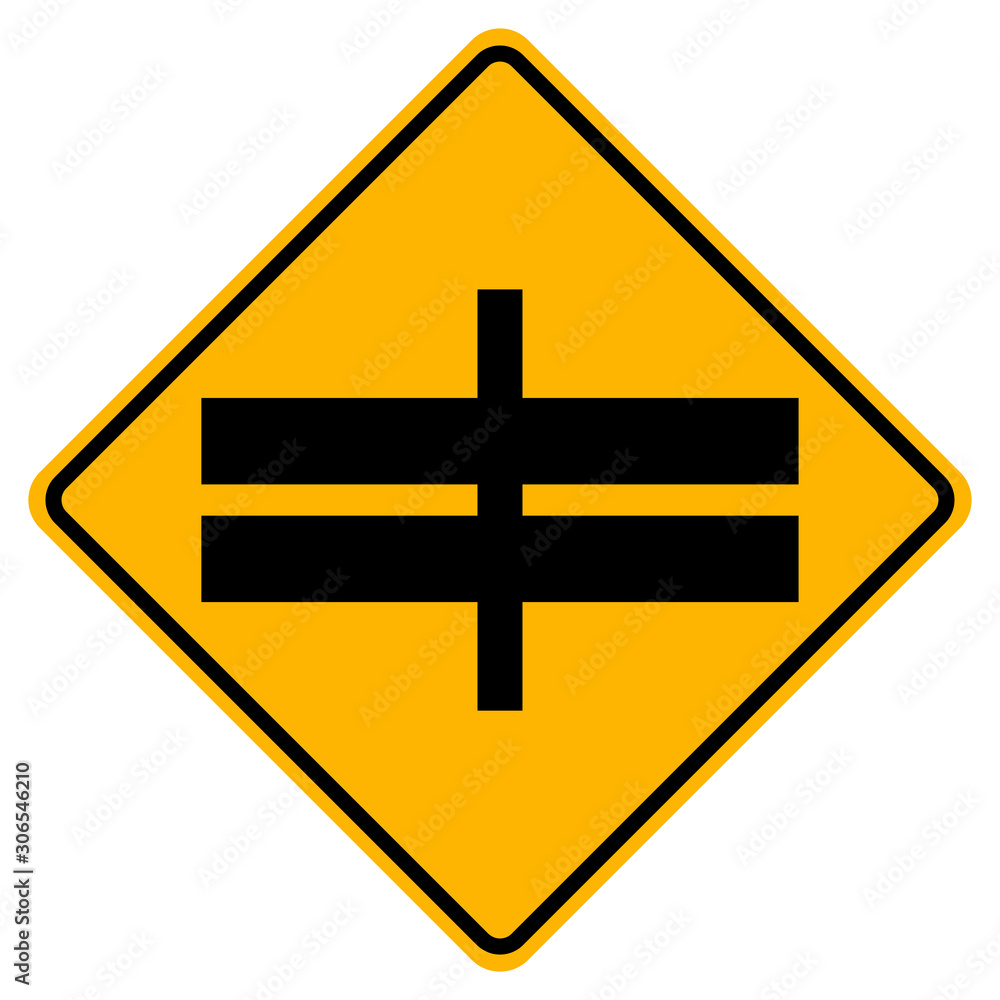 Fototapeta premium Highway Intersection Ahead Traffic Road Sign,Vector Illustration, Isolate On White Background Label. EPS10