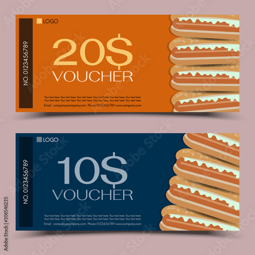Hotdog gift voucher coupon.