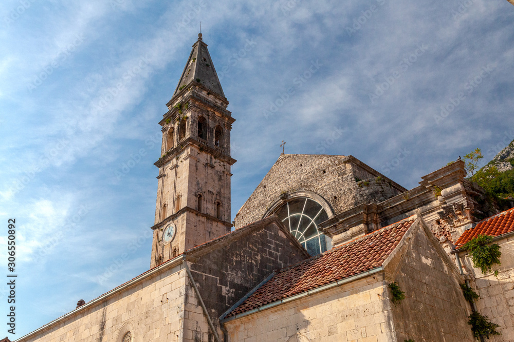 ancient temple, bell tower Perast, Montenegro