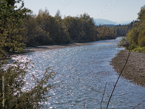 Isar Fluß und Landschaft bei Wolfratshausen photo