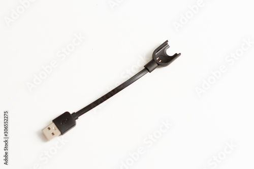 black power cable for fitness bracelet isolated on white background
