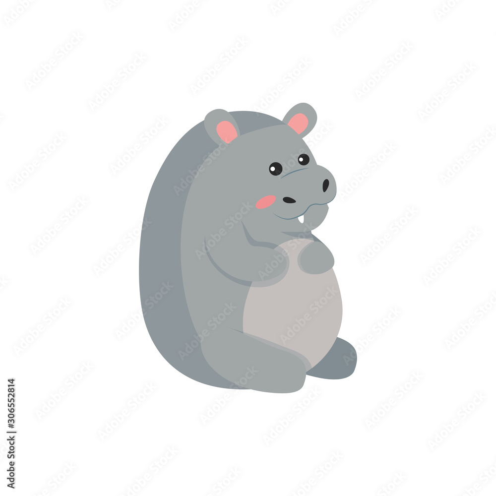 Naklejka premium Hippo cartoon design, Animal cute zoo life nature and fauna theme Vector illustration