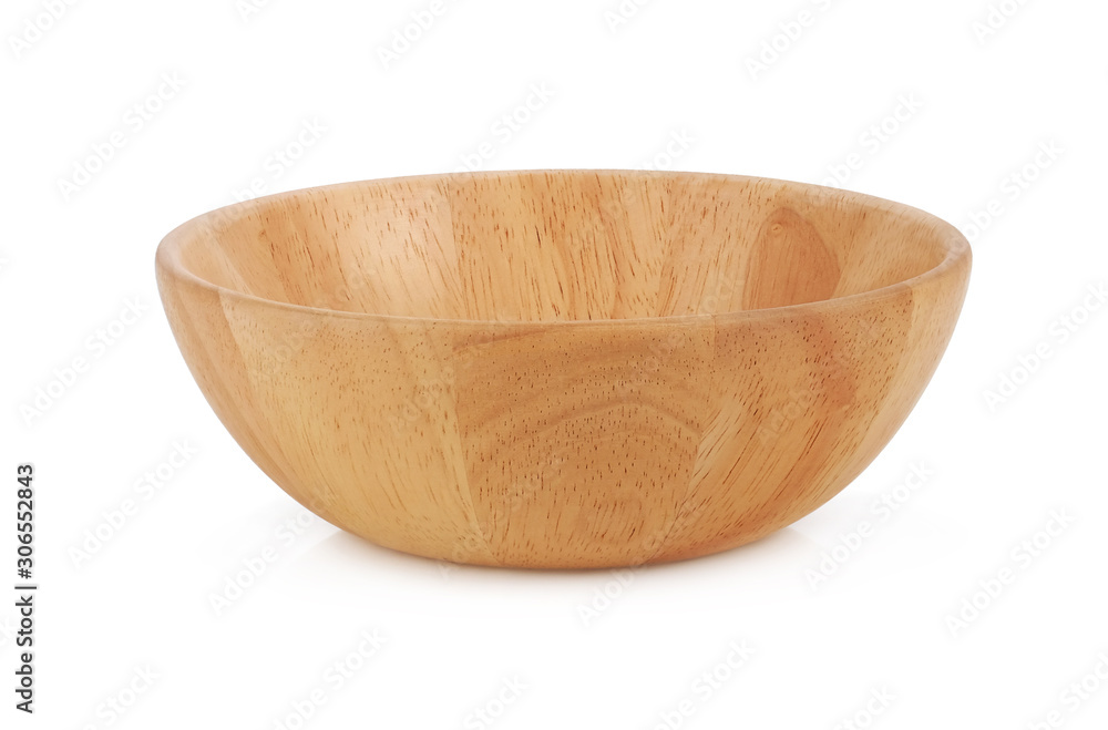Empty wooden bowl isolated on white background Empty wooden bowl isolated on white background