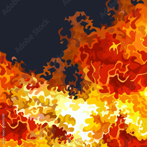 dark blue background with bright raging fire
