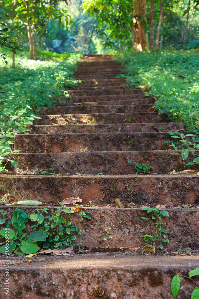 The pathway up the mountain. Stairway The pathway up the mountain. Stairway