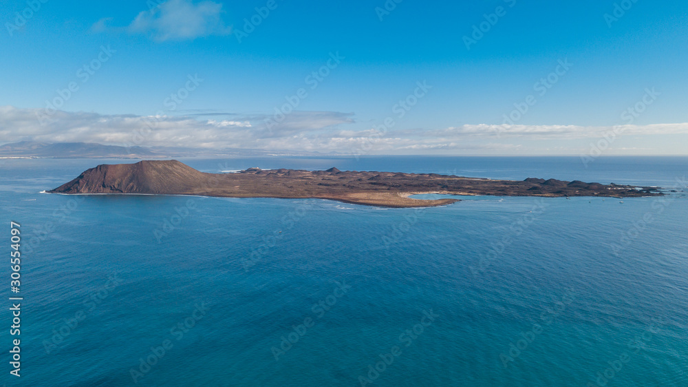 aerial view of the lobos island, fuerteventura