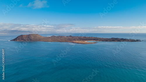 aerial view of the lobos island, fuerteventura