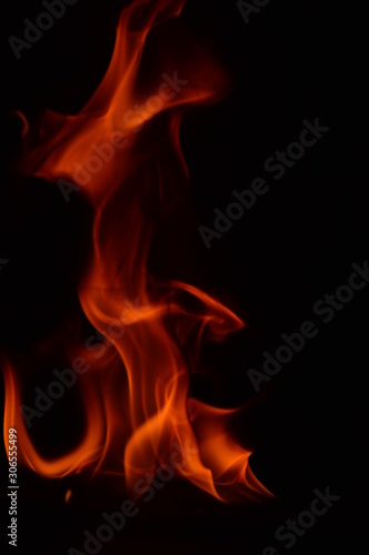 Beautiful fire flames on a black background.