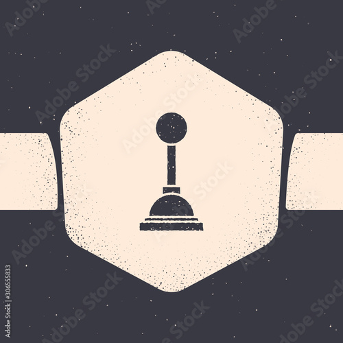 Grunge Gear shifter icon isolated on grey background. Manual transmission icon. Monochrome vintage drawing. Vector Illustration