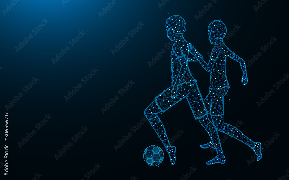 Football players polygonal vector illustration