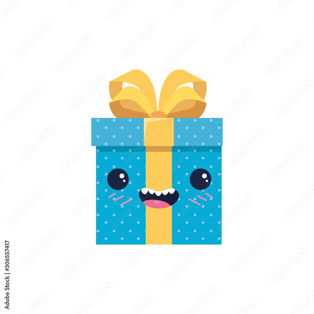 Gift cartoon with bowtie design, happy birthday celebration decoration party festive and surprise theme Vector illustration