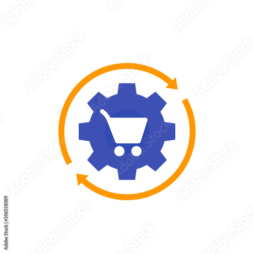 order processing, e-commerce icon, flat vector