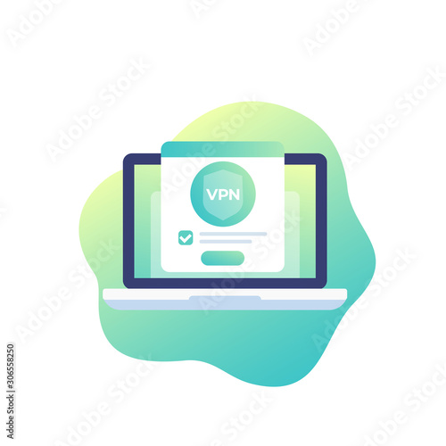 VPN, vector icon with laptop