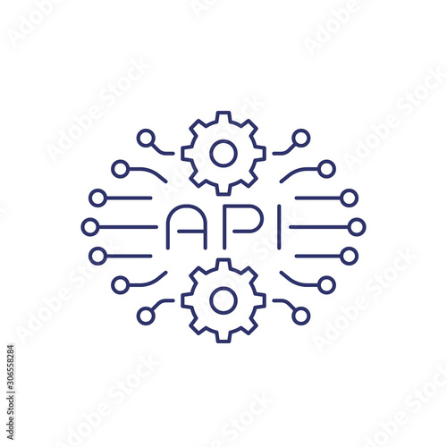 API technology, line vector icon