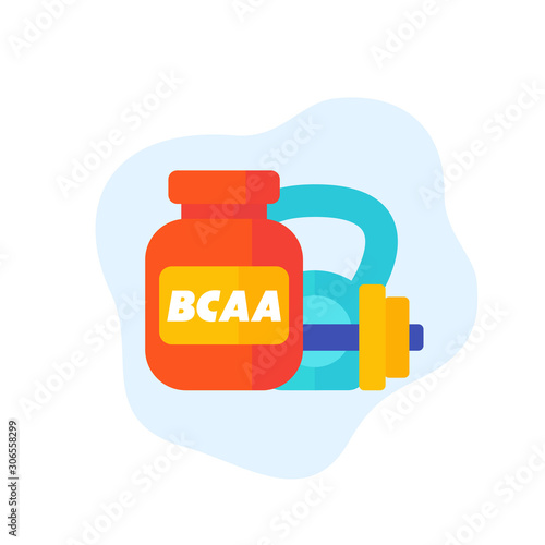 bcaa, gym supplements icon, vector