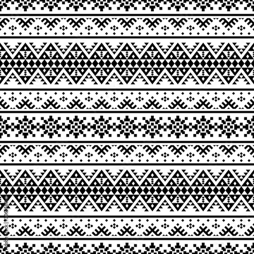 Ikat ethnic pattern vector black white color. Tribal Pattern. Aztec design boho rug, fabric, blanket and backdrop