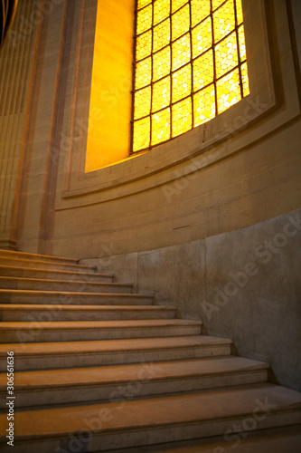 Staircase and yellow window.
