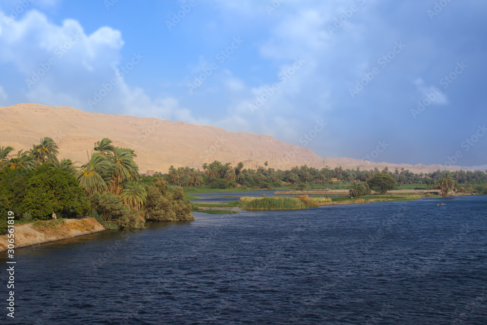 Fototapeta premium landscape with river and blue sky