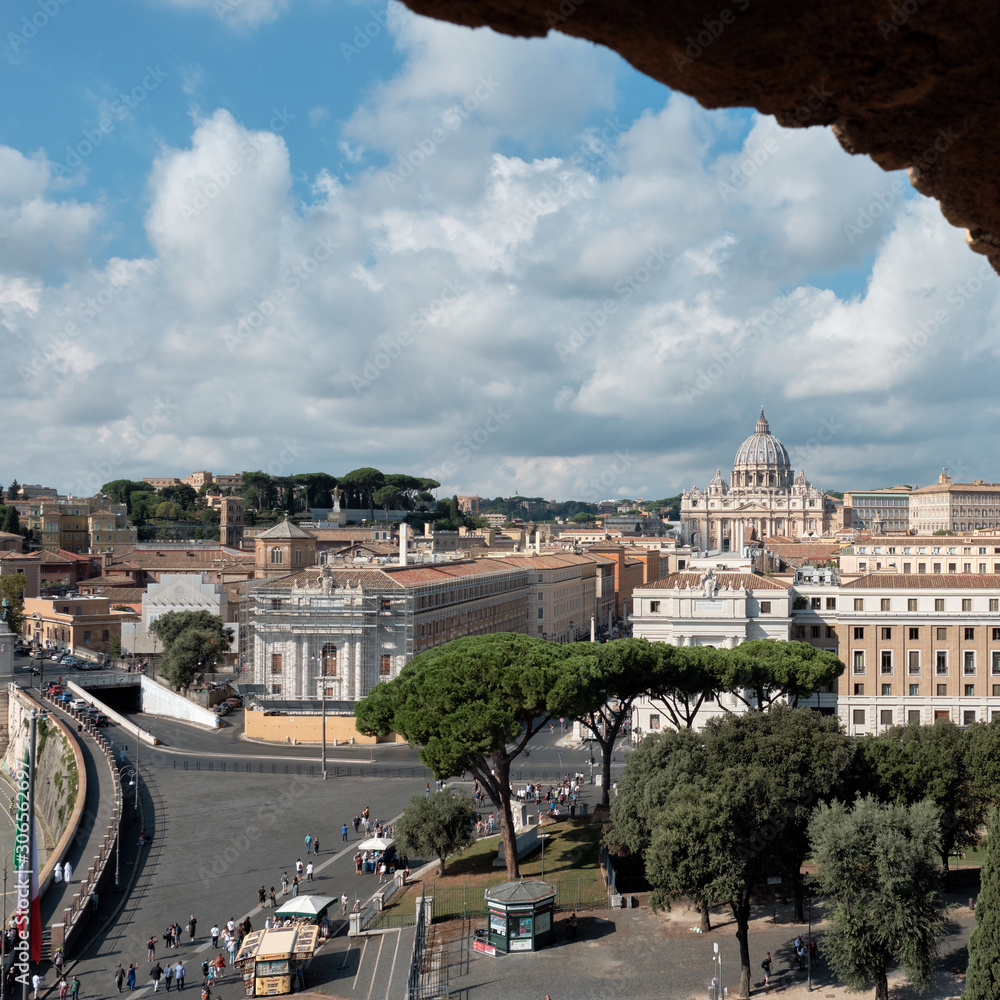 Rome, Italy - View of St. Peter's Basilica from Angel Castle