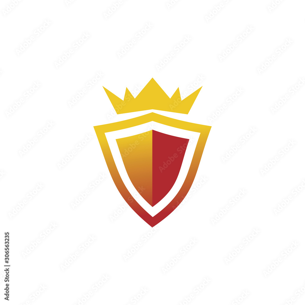 gold shield crown logo design
