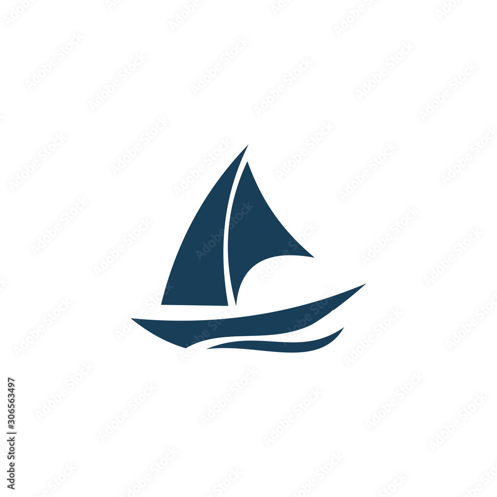 ship sail color logo design