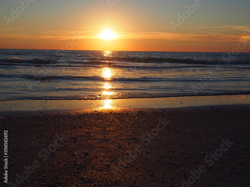 Beautiful Gulf of Mexico Sunset with Sun Reflecting in the Water