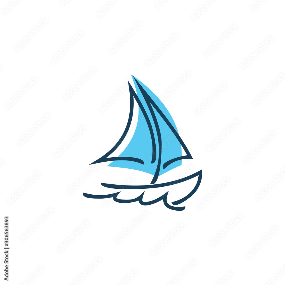 color ship water logo design