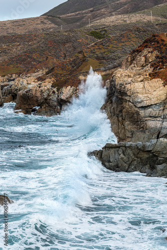 Waves Crashing on the Rocky Californis Coast During a Storm