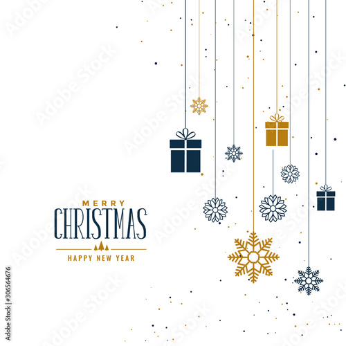 decorative christmas background with gifts and snowflakes