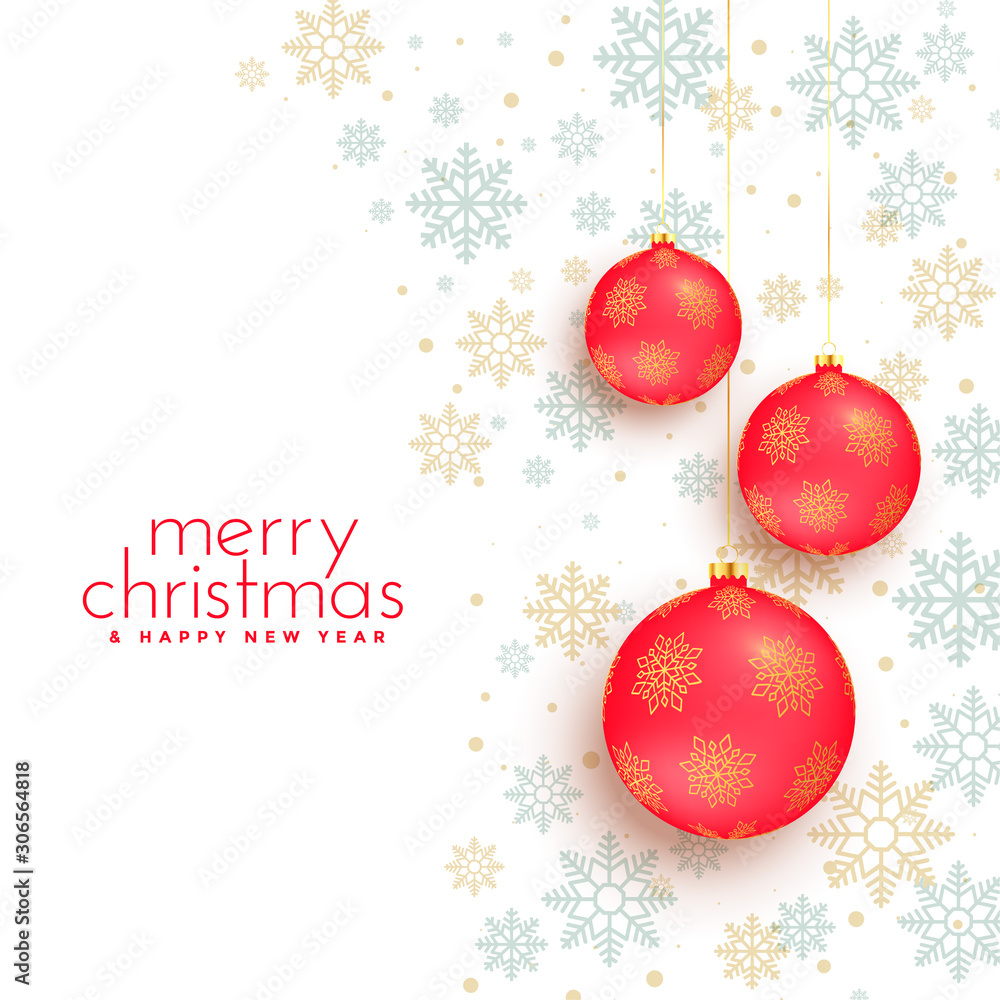 merry christmas white background with red balls decoration merry christmas white background with red balls decoration