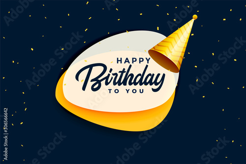 happy birthday celebration banner with realistic cap