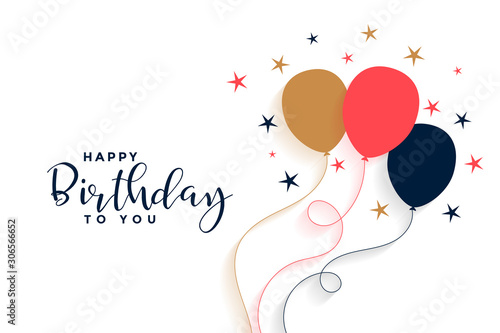 happy birthday balloon background in flat style